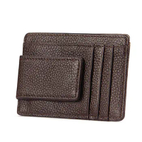 Mens Leather Money Clip Slim Front Pocket Wallet ID Credit Card Holder