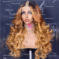 Loose deep wave U part wig red rust 100% Human hair Brown V Part wig Remy Martin High density Lace w