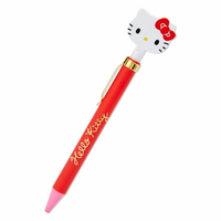 小禮堂 Hello Kitty 造型原子筆 自動原子筆 黑筆 金屬筆夾 (紅 大臉文具)