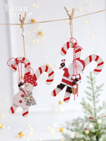 圣誕裝飾品木質拐杖圣誕老人雪人掛件圣誕樹掛飾商場櫥窗布置道具