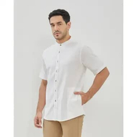 KENT&CREW Kemeja Koko Lengan Pendek Putih Pria - C-ECEB02-A1 XL