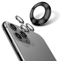 【YADI】iPhone 12 Pro 康寧鋁合金屬邊框包覆式鏡頭保護貼(9H硬度/AR光學/抗指紋-3入-石墨黑)