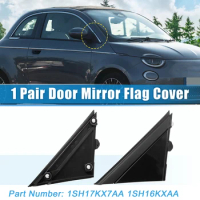 2PCS Left&amp;Right Car Door Mirror Flag Cover Moldings For Fiat 500 2012-2019 Part Number 1SH17KX7AA 1SH16KX7AA Glossy Black