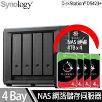 Synology群暉科技 DS423+ NAS 搭 Seagate IronWolf 4TB NAS專用硬碟 x 4