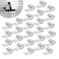 26 PCS Self Adhesive Disco Ball Tiles Small Square Mirror Mirror Tiles Sticker For DIY Craft Silver