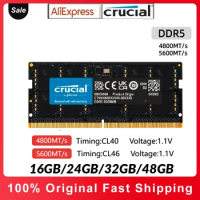Crucial DDR5 RAM 16GB 24GB 32GB 48GB Notebook Memory 4800MHz 5600MHz SODIMM 1.1V for Dell Lenovo Asus HP Laptop Memory Stick