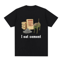 COD I Eat Cement Cat Funny Meme เสื้อยืดผู้ชายผู้หญิงเสื้อผ้าแฟชั่นเสื้อยืดแขนสั้นย้อนยุคS-5XL