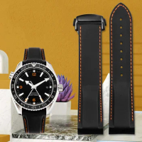 For Omega Seamaster 300 Speedmaster Strap Brand Watchband Blue Black Orange 20mm 22mm Curved End Rubber Silicone Watch Bands