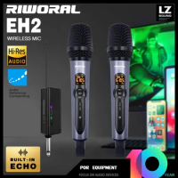 RIWORAL EH-2 professional wireless microphone uhf Volume adjustment echo reverb DSP effects cordless Metal mic