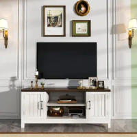 Bedroom Living Room Furniture Farmhouse TV Stand White Rustic Media Console Up to 55 Inches for Living Room Display Cabinet Home