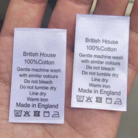 500PCS Made iN England Washing Label Custom your text 3 * 5 cm Print Satin Care Labels Cloth Label