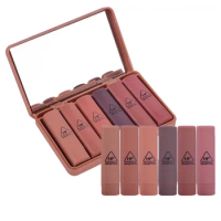 Pumpkin Color Matte Long-lasting Lipstick Set Waterproof Nude Batom Lip Kit With Mirror Lips Makeup Brand HengFang Beauty Gift