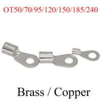 OT50/70/95/120/150/185/240-6/8/10/12/14/16/20/24 Copper Round Ring Wire Cable Connector Lug Spade Non Insulated Crimp Terminal