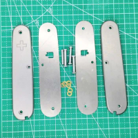 1 Pair Custom Made Titanium Alloy Handle Scales Without Corkscrew Cutout for 91mm Victorinox Swiss Army Knife SAK Scale Modify