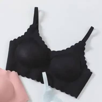 Young Curves Bra Floral Laminated Seamless Wireless C02-100308 XL Black