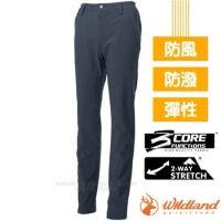 【荒野 WildLand】女新款 彈性輕三層防風保暖長褲.休閒機能/W2325 深灰