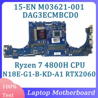 M03621-001 M03621-601 DAG3ECMBCD0 For HP 15-EN Laptop Motherboard With Ryzen 7 4800H CPU N18E-G1-B-KD-A1 RTX2060 100%Tested Good