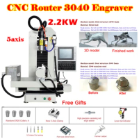 RTCP &amp; DSP 2 in 1 CNC Router 3040 5 Axis 2.2KW Steel Structure 300x400mm Engraver Servo Motor Engraving Milling Cutting Machine