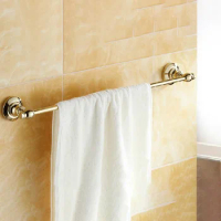 Gold Color Brass Wall Mounted Bathroom Hardware Single Towel Rail Bar Holder Dba103