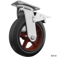 【附發票】輪子 配件 小推車輪子  靈朗萬向輪1噸承重輪子帶剎車橡膠輪6寸8寸工業腳輪重型鑄鐵輪
