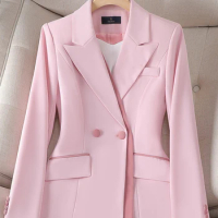 Yitimuceng Prink White Blazer for Women Autumn Winter 2023 New Korean Fashion Slim Long Sleeve Jacket Office Ladies Formal Coats