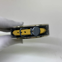Pre-owned HERMES BLACK ENAMEL BANGLE SHW BRACELET  (RUUE/KUINT)