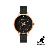 【KANGOL】英國袋鼠 繁花似錦浮雕腕錶 / 手錶 (曜石黑) KG72538-06Y