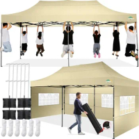 Outdoors Tents,10x20 Pop Up Canopy Tent Canopy with 6 Sidewalls Waterproof Heavy Duty Gazebo, Outdoor Garden Tents