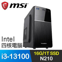 微星系列【戰神烈焰】i3-13100四核 N210 影音電腦(16G/1T SSD)