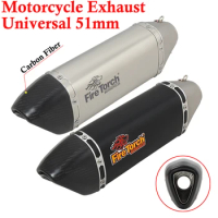 Universal 51mm Motorcycle Exhaust Carbon Fiber Escape System Modified Muffler DB Killer For MT10 ZX6R R1 R6 R7 ER6N Z900 CBR650F