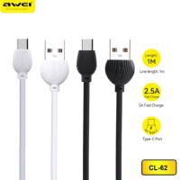 Awei Top Sale CL-62 Type-C USB Date Fast Charging Cable For Vivo Samsung Mobile Phone Quality Material Long Time Using