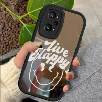 เคสกันกระแทกสำหรับ Realme GT Neo3T เคสหลังลาย Live Happy พื้นผิวกระจก เคสป้องกันกล้อง