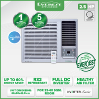EVEREST 2.5HP Inverter Window Type Aircon/ Full Dc/ Compact Design/ Healthy Air Filter/ 33-40 sqm