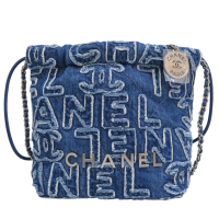 【二手名牌BRAND OFF】CHANEL 香奈兒【再降價】藍色 單寧布料 CHANEL 22 MINI 肩背包 銀扣 AS3980