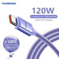 Type C Cable 6A 120w Super Fast Cahrger Cable USB C Cables C Charger for Xiaomi Huawei 0.25M/1M/1.5m/2M Usb C Cable Fast Charge