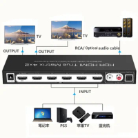 8K 60Hz HDMI Matrix 4x2 support HDMI 2.1 with Audio EDID 8K HDMI Switch Splitter 4x2 CEC ARC