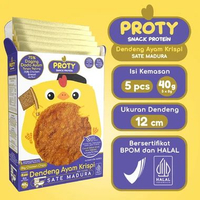 Proty - Dendeng Ayam Krispi Snack Tinggi Protein Tanpa Pengawet & MSG (Isi 5 Sachet) Sate Madura