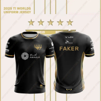 Baju seragam pasukan T1 Esports, baju-T 2025 untuk pertandingan League of Legends World Finals, baju