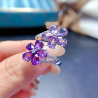 Natural Amethyst Ring S925 Silver White Gold Ring Luxury Jewelry Lady Proposal Ring