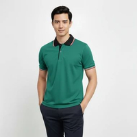 Naeva Kaos Polo Pria Navy Kerah Tipping Stripes Baju Kerah Casual Merah,S