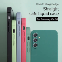 Straight Side Liquid Cover For Samsung Galaxy A54 A34 5G Case Silicone Shell Samsang A14 4G A 54 34 SamsungA54 Shockproof Fundas