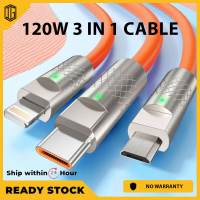 Kabel Caj Pantas, M69, 3 Dalam 1, 120W, Tahan Bengkok, Menyokong Berbilang Peranti, Serasi Mikro, Je