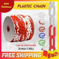 20meter ( 1 ROLL ) Plastic Chain 6mm Width for Safety Road Cone PVC Chain Gate Rantai Pagar