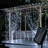 600LED Solar Curtain Fairy Lights Outdoor Copper Wire Party Garden Yard Garland Christmas Wedding Decoration