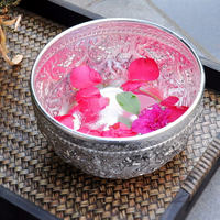 泰國進口手工雕花美容院SPA錫銀碗 泰式特色餐廳餐具飯碗1入