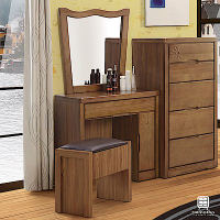 漢妮Hampton格溫系列實木化妝鏡台組(含椅)-75x42x156cm