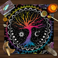 Tree Of Life Tarot Tablecloth Triple Moon Altar Cloth Oracle Tarot Card Pad sun moon Divination Witchcraft Astrology Supplies