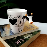 創意可愛卡通杯子陶瓷水杯動物杯長頸鹿馬克杯生肖牛咖啡杯牛奶杯