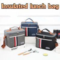High Quality Thermal Bag Folding Lunch Bag Portable Cross-body Square Lunch Box Thermal Bag for Picnic Food Thermal Storage Box