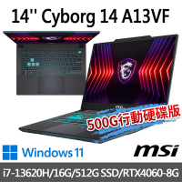 (500G SSD促銷組)msi微星 Cyborg 14 A13VF-026TW 14吋 電競筆電 (i7-13620H/16G/512G SSD/RTX4060-8G/Win11)